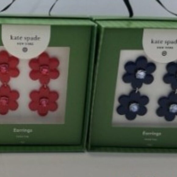 Kate Spade New York X Target YOU GET 2 SETS Flower Earrings (1 box Blue & 1 Red) - Picture 10 of 10